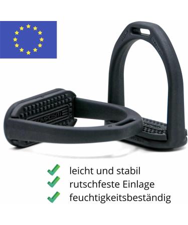 Compositi Amka Plastic Stirrup Profiles for Children & Adolescents - Shock Absorbing Moisture-Resistant Black Elastomer Insert | International Shipping - Buy Online on SooperMarket.com