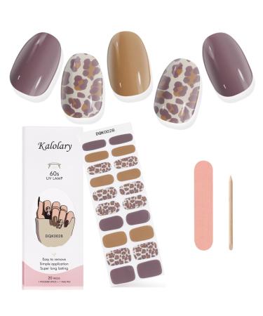 Kalolary Gel Nail Polish Strips Nail Gel Art Sticker Waterproof Full Nail Wraps Decal Sets with Nail File and Stick for Women Girls Nail Art Decor (UV/LED Lamp Required) (Leopard Pattern)