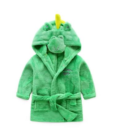 Feiliandajj unisex baby toddler fleece bathrobe cute animal ears tonry bathrobe soft morning gown with bags and hooded baby bathrobe for boys and girls 1-6 years 4-5 years green