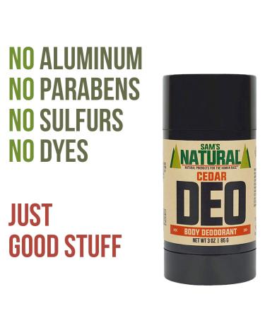Sam s Natural Deodorant - Cedar - Aluminum Free DEO - No phthalates parabens sulfates or dyes - Made in New Hampshire - For Men Women Unisex - Vegan Cruelty Free - 3 oz Cedarwood - Buy Online on SooperMarket.com