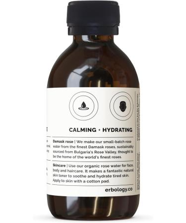 Erbology Organic Rose Water 3.4 fl oz | Premium Food Grade Hydrolate | Soothes Hydrates & Calms | Non-GMO in Recyclable Glass Bottle - Buy Online on SooperMarket.com