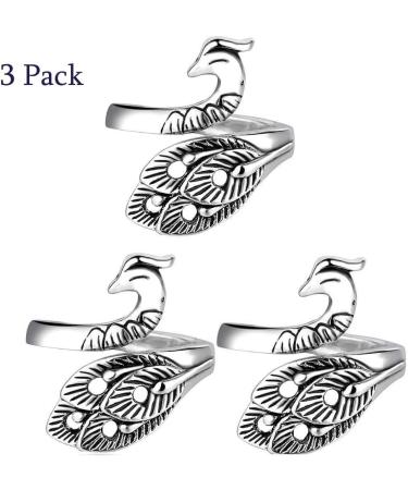Adjustable Knitting Loop Set | Silver-Plated Copper Rings for Faster Crocheting | Advanced Peacock Ring with Finger Holder Thimble - Buy Online on SooperMarket.com