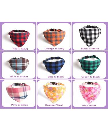 Luxury Cat Collar with Bow Tie and Bell | Orange & Grey Chequered Bandana - Buy Online on SooperMarket.com