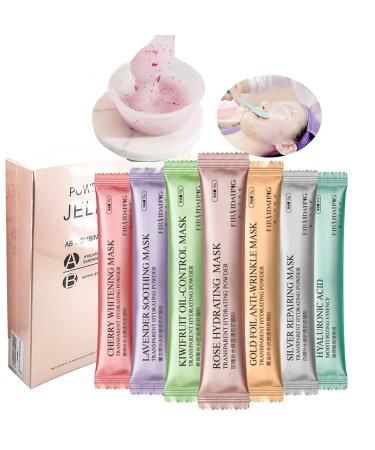 Diy Spa Rose Hyaluronic Acid Hydro Jelly Facial Mask Powder Collagen Vitamin C Peel off Rubber Face Mask 12 Sacks (Mix -6)