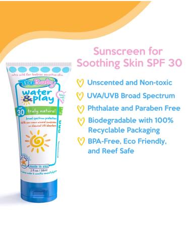 TruBaby Water Play SPF 30 Mineral Sunscreen for Baby, 2 fl oz - Unscented, Reef Friendly - Buy Online on SooperMarket.com