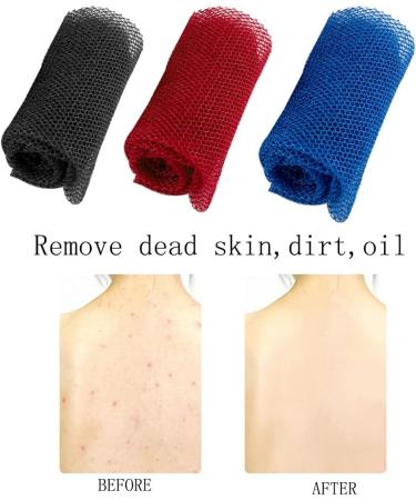 HONG 111 African Net Sponge Bathing Sponge  4 Pieces African Body Exfoliating Long Net Exfoliating Shower Body Scrubber Back Scrubber Skin Smoother for Daily Use (Blue Black) - Buy Online on SooperMarket.com