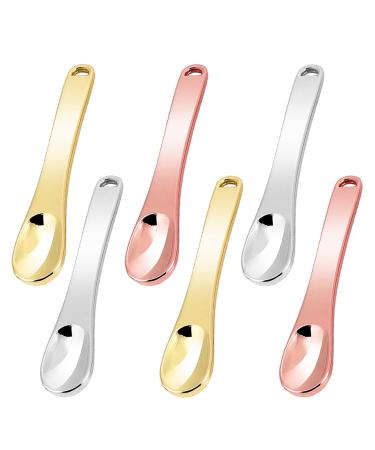 WLLHYF Mini Metal Makeup Spatula Skin Care Cosmetic Spoon Reusable Applicator Beauty Scoop for Facial Cosmetic for Face Mask Cream Lotions Moisturizers 2 Gold + 2 Silver + 2 Rose gold