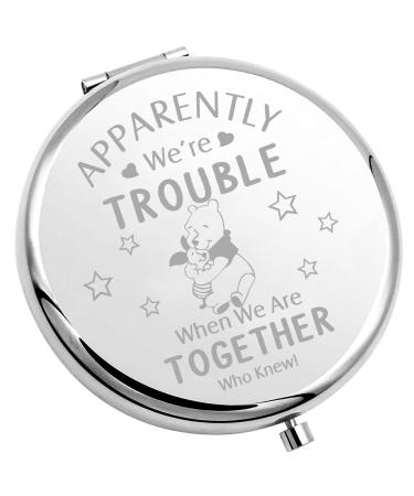 KUIYAI Cartoon Movie Merchandise Pocket Mirror Pooh Bear and Piglet Inspired Compact Mirror Pooh Fans Gift Piglet Lovers Gift Friendship Gift (Mirr-PoohPig)