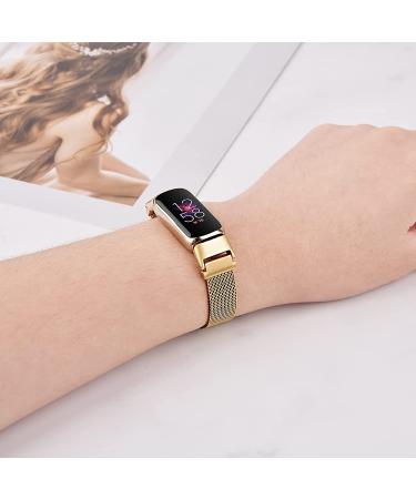 KOREDA Fitbit Luxe Bands Set - 2 Pack Stainless Steel Metal + Mesh Woven Strap Replacement for Fitbit Luxe Fitness Tracker (Champagne Gold) - Buy Online on SooperMarket.com