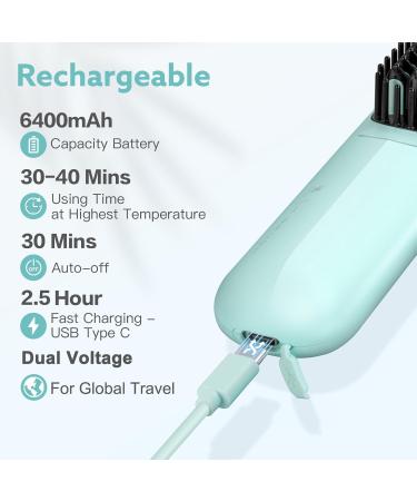 Cordless Hair Straightener Brush - Webeauty Negative Ion Mini Travel Straightener for Women Fast Heating USB Rechargeable Dual Voltage Blue Green - Buy Online on SooperMarket.com