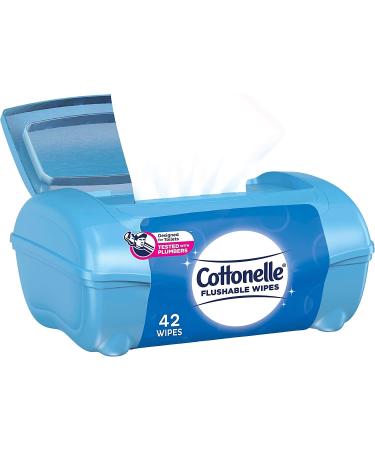 Cottonelle Fresh Flushable Moist Wipes, Pop-up Tub, 42 Count (Pack of 3) 126 Wipes Total with Aloe Vera and Vitamin E 7.25 by 5.25 Inch