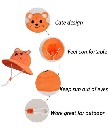 LANGZHEN Sun Protection Beach Hat for Baby Girls - Orange Tiger, 6-12 Months - Buy Online on SooperMarket.com