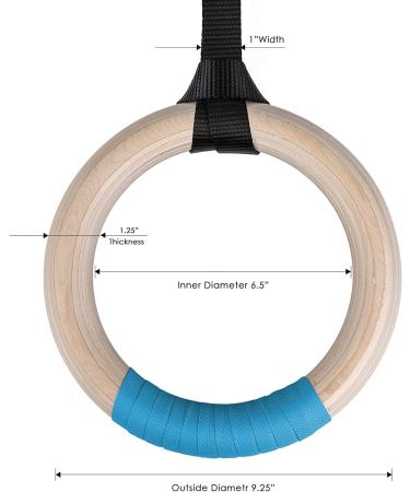 Wooden Gymnastic Rings Set - 15ft Adjustable Straps - 32mm - Perfect for Cross-Training, Gymnastics, Strength Training, Pull Ups & Dips (Set of 2) - Buy Online on SooperMarket.com