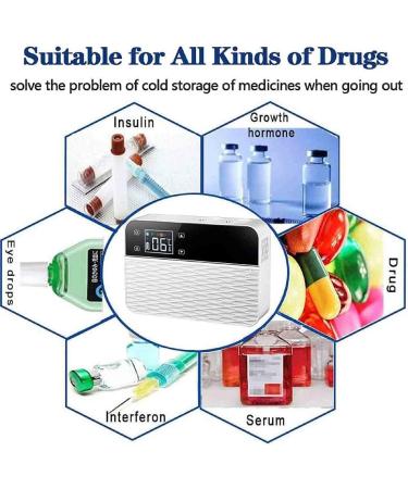 Insulin Cold Box Portable Insulin Cooler Box Medicine Refrigerator Thermostat Drug Reefer for Car/Travel/Home Car Small Refrigerator (21 5 cm * 15 cm * 6Cm) 3*Battery - Buy Online on SooperMarket.com