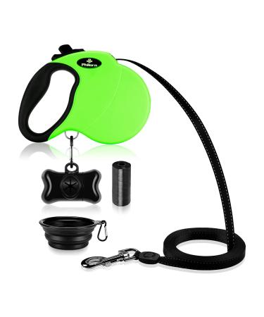 Philorn rolling linen for dogs 5m roll leash flexible with one-button blocking system non-slip handle without complication reflective retractable dog leash for small medium-sized dogs up to 20kg m |5 m |20kg green