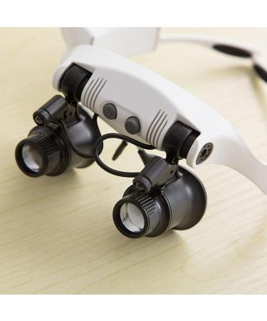 Headband LED Lights Magnifier Eye Glasses Watch Repair Loupe Jeweler Glass 10X 15X 20X 25X for Household Headband Magnifier with Led Light for Jewelry - Buy Online on SooperMarket.com