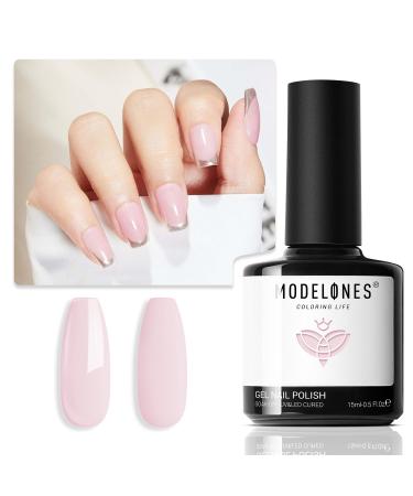 Modelones Gel Nail Polish 15ML Pink Gel Polish Soak Off LED Color Gel Home DIY Professional Salon Manicure Infinite Shine 28 Day Long Lasting 0.5 Fl Ounce