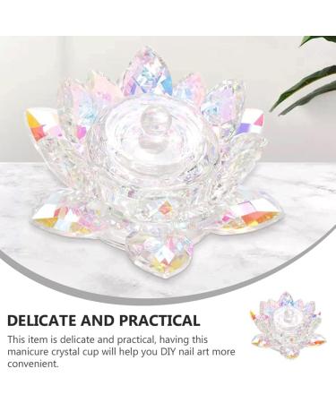 Minkissy Crystal Dappen Dish with Lid - Flower Shaped Glass Cup for Nail Art | Manicure Mixing Bowl & Tools - Buy Online on SooperMarket.com