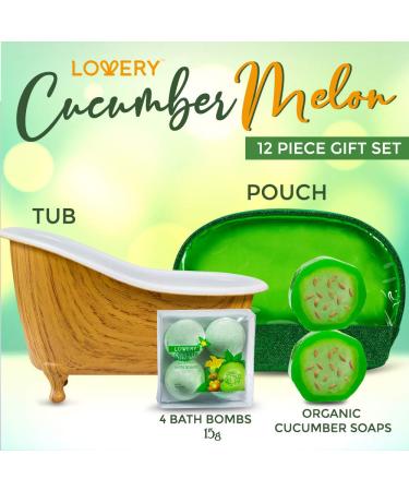 Fathers Day Home Spa Bath Basket Gift Set - Aromatherapy Kit with Natural Cucumber & Organic Melon - 12pc Skin Care Set for Men & Women - Buy Online on SooperMarket.com