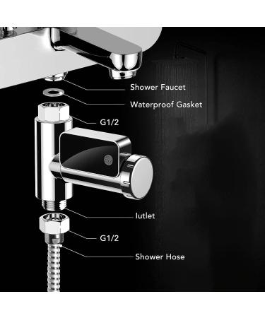 Shower Thermometer G1/2 5-85 C LED Display, Easy Installation - 0.5 C Accuracy, Silver - Buy Online on SooperMarket.com