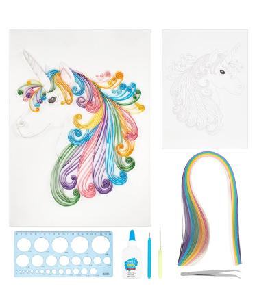 WEBEEDY Quilling Kit Paper Quilling Kit for Adults Beginner DIY Craft Quilling Paper Filigree Painting Kit with Tool Handmade Home Room Wall Art Decor Creative Gift 8 * 10-inch (Unicorn)