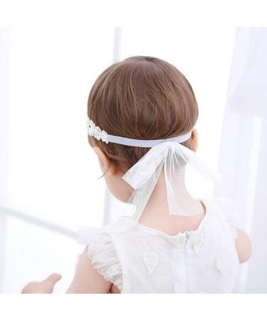 Flohayo Baby Girl Lace Headband - Soft Elastic Cotton Hair Band for Newborns & Toddlers | Perfect for Baby Shower, Baptism & Wedding Parties - Buy Online on SooperMarket.com