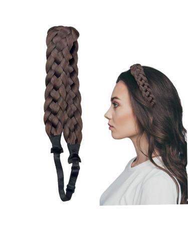 Braid Headband 5 Strands Synthetic Hair Braided Headband Chunky & Wide Plaited Braid Hair Band Adjustable Elastic Stretch Hairpiece for Girls (Style 3)