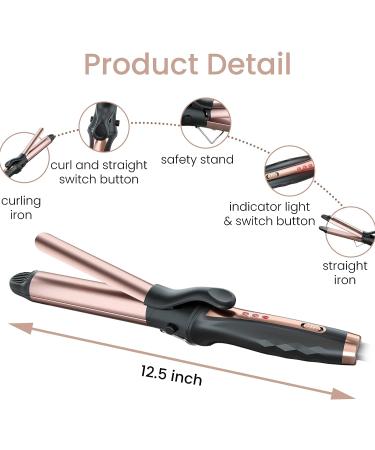 2-in-1 Travel Curling Flat Iron: Professional 1 1/4 Inch Hair Curler and Straightener with Ceramic Barrel - Adjustable Temperature - Buy Online on SooperMarket.com