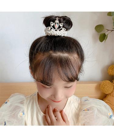 White Pearl Crown Hair Ties Set - 7 Pcs Elastic Hair Scrunchies with Beaded Ponytail Holder for Women and Girls - Buy Online on SooperMarket.com