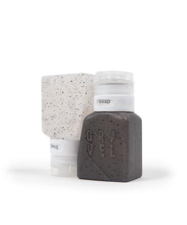 Gravel travel bottles TSA lane 2-pack 85 ml leak-proof squeezable BPA-free travel bottles for toilet items including label system for travel containers (transparently speckled and transparent and matted
