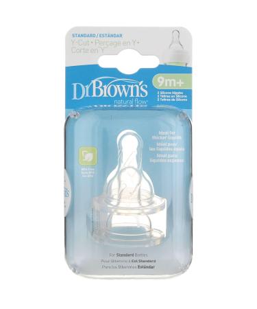 Dr. Brown's - Natural Flow Standard Y-Cut Silicon Nipples 9m+ - 2 Pack