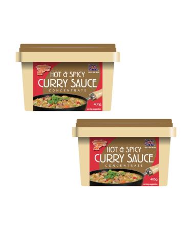 Goldfish Hot & Spicy Curry Sauce Concentrate 405g (Pack of 2) - Authentic Flavor for Homemade Curry Dishes | Fiery Flavor | Traditional Spices
