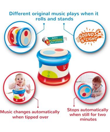 Shop Hape Baby Drum - Rolling Music Toy for Toddlers | Learn Rhythm & Sounds | Battery Operated | 6 Months+ - Buy Online on SooperMarket.com