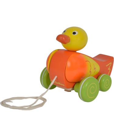 Eichhorn Pull-Along Duck - Movable Head & Wings Sound 17cm Birch Wood Toy | International Shipping Available - Buy Online on SooperMarket.com