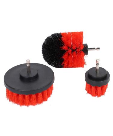 3pcs 3 Colors Drill Brush Replacement Power Scrubber Brush Electric Drill Kit for Bathroom Surfaces Tub Kitchen Shower and Sinks (Red)