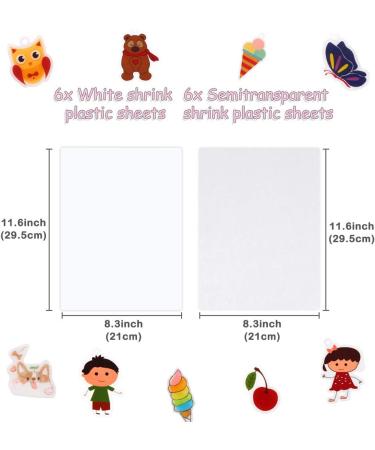 Auihiay 12 Pieces Printable Shrink Plastic Sheets for Mothers Day Gifts - 6 White and 6 Semitransparent - Creative Craft for Kids - 8.3 x 11.6 inch - Buy Online on SooperMarket.com