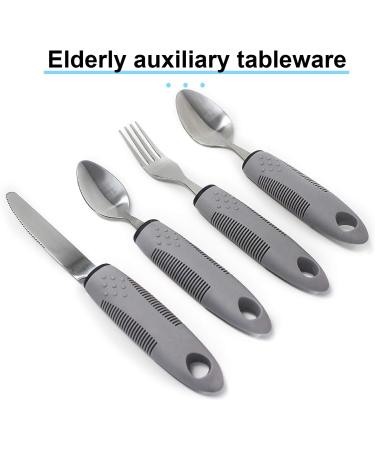Adaptive Utensils (5-Pieces) Adaptive Utensils for Elderly Arthritis Parkinsons and Handicapped Stainless Steel and Dishwasher Safe - Grey - Buy Online on SooperMarket.com