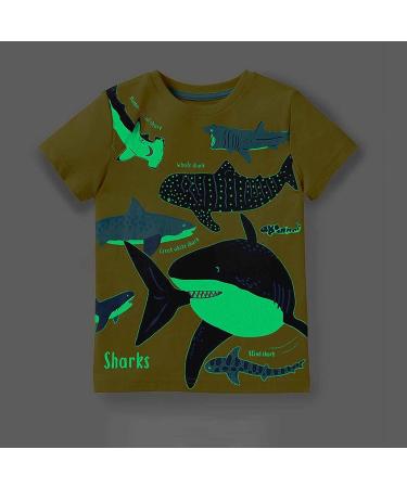 Boys' Novelty Luminous Dinosaur T-Shirt | Short Sleeve Crew Neck Tee | Cartoon Print | 1-7Y | 2-3T | Yellow - Buy Online on SooperMarket.com