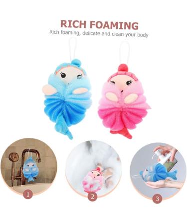 Angoily 4 Pcs Cartoon Bath Ball Sponge Set for Kids | Mesh Shower Scrubber & Loofah Cushion | Ideal Bathing Accessories for Children - Buy Online on SooperMarket.com