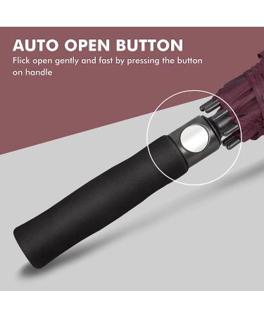 NINEMAX Large Golf Umbrella 62 Inch - Windproof, Automatic Open Double Canopy Vented, Oversized Adult Umbrella for Rain and Wind - Wine Red - Buy Online on SooperMarket.com
