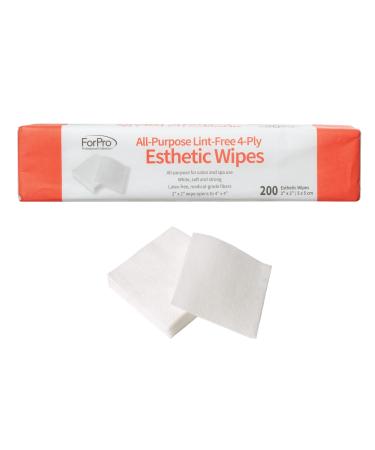 ForPro All-Purpose Lint-Free 4-Ply Esthetic Wipes  for Salon and Spa Use  Soft  Strong and Durable  Latex-Free  Medical-Grade Fibers  2  x 2   200-Count 200 Count (Pack of 1)