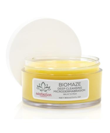 YUNASENCE Biomaze Natural Microdermabrasion Balm to Milk Cleanser Melting Cleansing Balm for face. With Shea Butter Sea Buckthorn Vitamin E Rice Fibers.