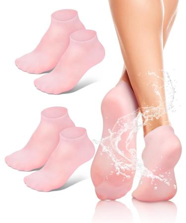 2 Pairs Silicone Moisturizing Foot Socks Soft Silicone Socks Anti Slip Gel Spa Socks Softening Feet Dry Cracked Skin Silicone Socks for Women Foot Care After Pedicure