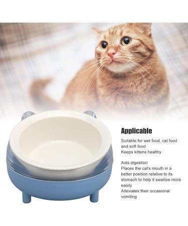 Elevated Blue Ceramic Cat Bowl - Increased Ceramic Food Bowls for Cats & Kittens - Durable Inclined Design - Buy Online on SooperMarket.com