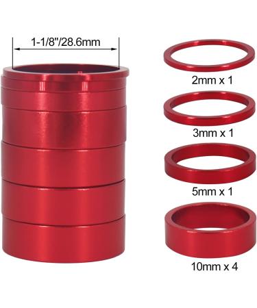 PLATT Bike Headset Spacer Set - 7PCS Red Aluminum Alloy Spacers for 1 1/8-Inch Stem, MTB BMX Road Bikes - 2/3/5/10mm Sizes - Buy Online on SooperMarket.com