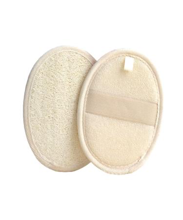 Jinlaili Exfoliating Loofah Pads Loofah Sponge for shower Loofah Body Scrubber with Non-slip Hand Strap Natural Luffa and Terry Cloth Material skin-friendly Perfect for Home and hotel - Beige
