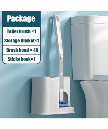 Disposable Toilet Brush with 40 Refills | Effective Toilet Bowl Cleaner Wand Set with Storage Caddy | Effortless Cleaning & Hygiene - Buy Online on SooperMarket.com