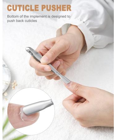 FVION 2-in-1 Cuticle Nipper & Pusher with Pouch - Matt Silver | Portable Cuticle Trimmer Tool - Buy Online on SooperMarket.com
