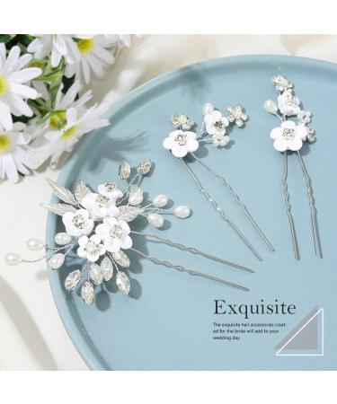 Crystal Wedding Hair Pins - Bridal Hair Pieces for Women - Pack of 3 - Gorais Flower Design (A-Silver) - Buy Online on SooperMarket.com