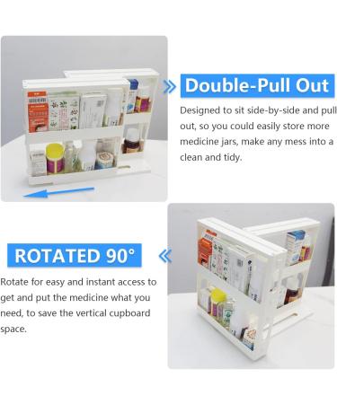 Dutiplus 2-Tier Pull-and-Rotate Medicine Cabinet Organizer for Vitamins, Supplements & Cosmetics | 11 H x 4.1 W x 11.25 L - Buy Online on SooperMarket.com